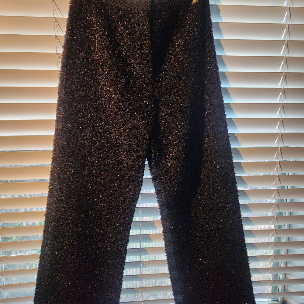Black Textured Pants